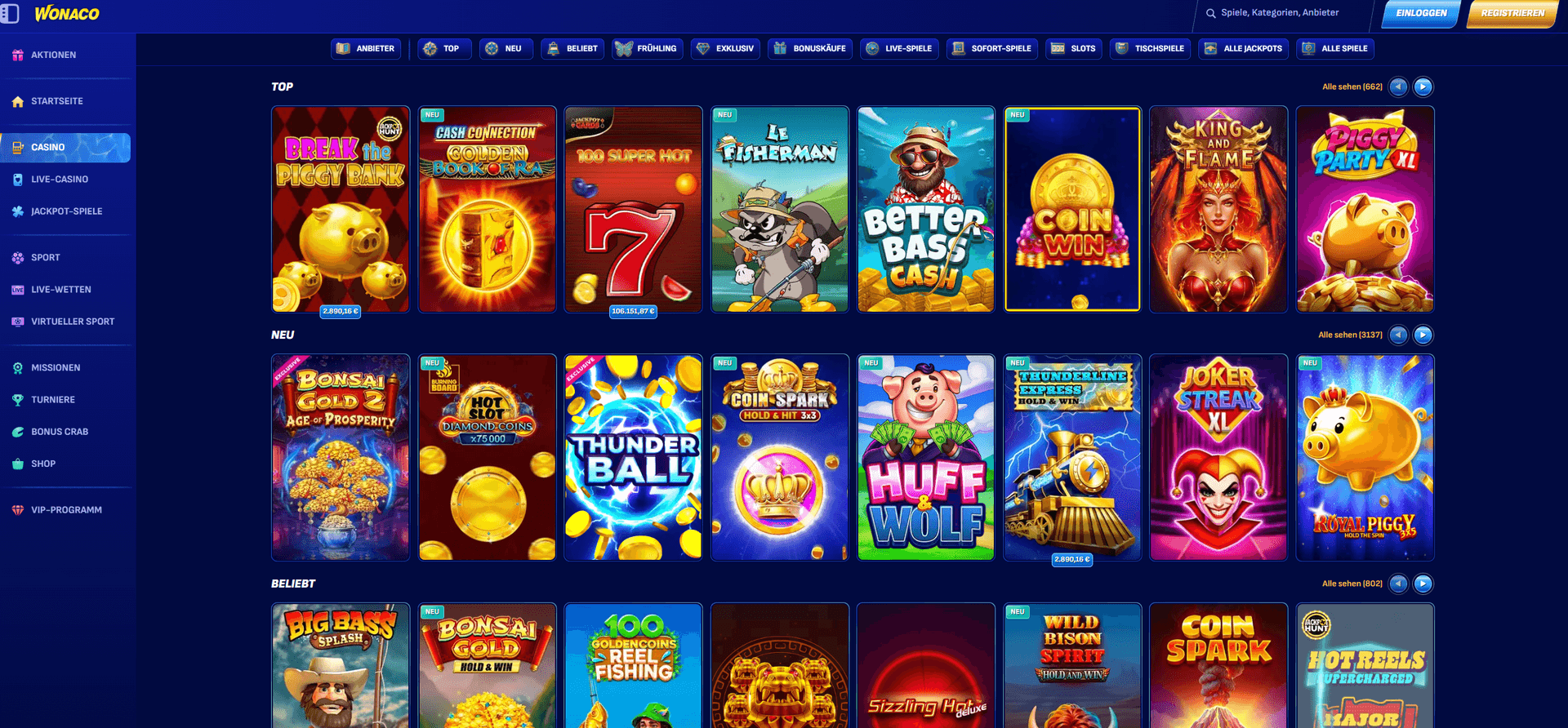 Wonaco Ausländ Online Casino